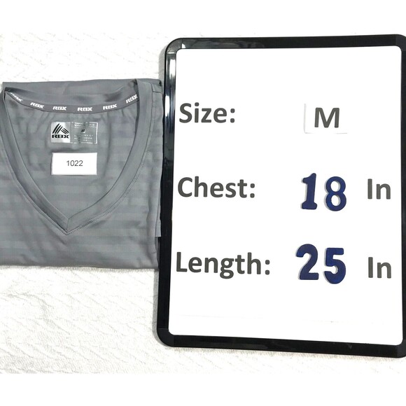 Womens Medium RBX PERFORMANCE V Neck Short Sleeve Active Shirt Grey XDry - Picture 9 of 9
